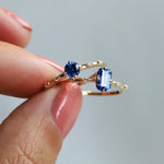 Aurora | 14K Round Blue Sapphire & Diamond Accented Ring