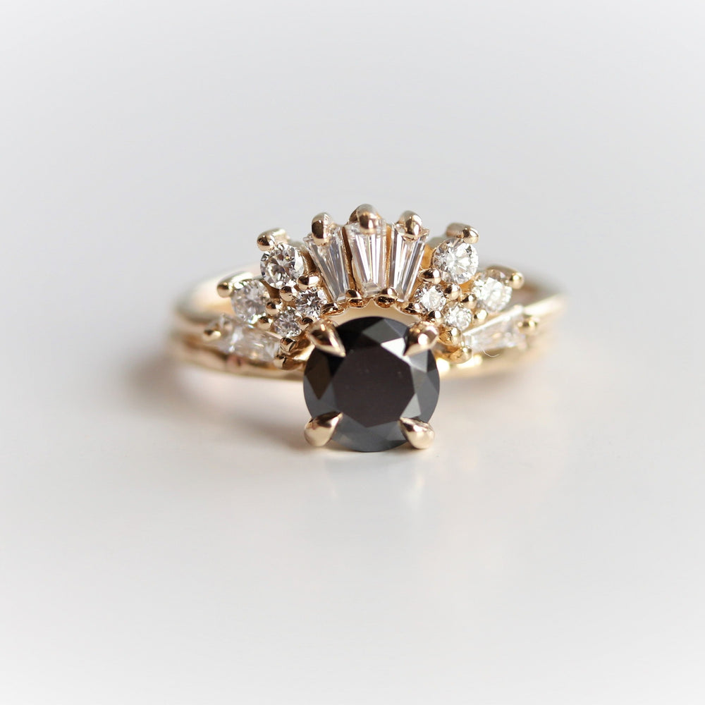 Victoria Crown No.2 | 14K + 0.4 CT. Diamond and Lab Grown Diamond Crown Contour Band - Emi Conner Jewelry 