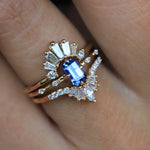 Aurora | Emerald Cut Blue Sapphire & Diamond Accented Ring