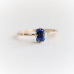 Aurora | Emerald Cut Blue Sapphire & Diamond Accented Ring