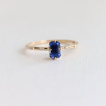 Aurora | Emerald Cut Blue Sapphire & Diamond Accented Ring