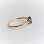 Aurora | 14K Emerald Cut Blue Sapphire & Diamond Accented Ring