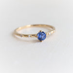 Aurora | 14K Round Blue Sapphire & Diamond Accented Ring