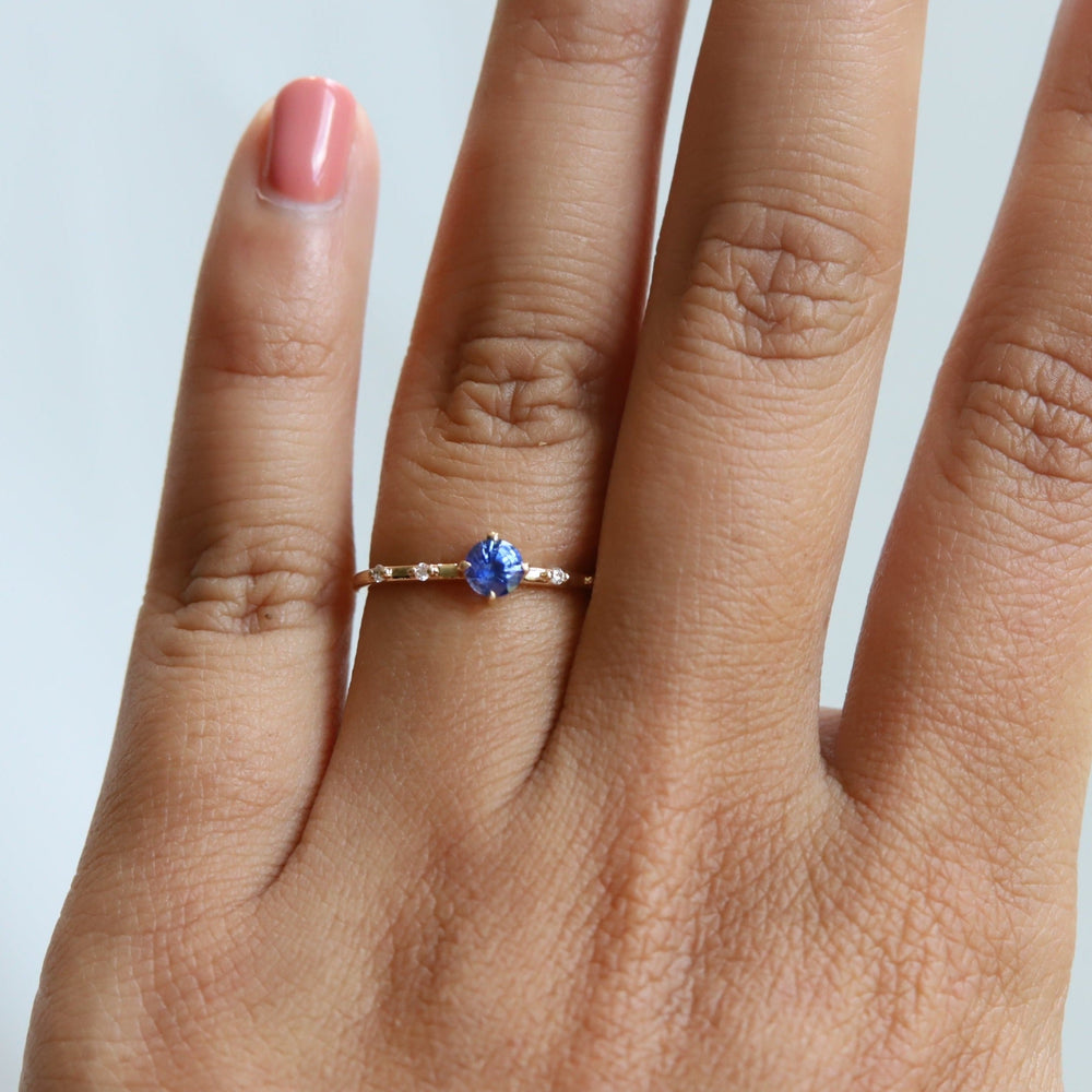 Aurora | Round Blue Sapphire & Diamond Accented Ring