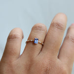Aurora | Emerald Cut Blue Sapphire & Diamond Accented Ring