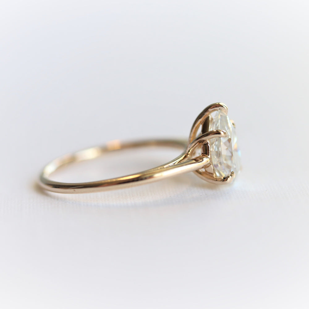 AVA | Pear 9 x 6 mm Charles & Colvard Moissanite® Cathedral Style Solitaire Ring - Emi Conner Jewelry 