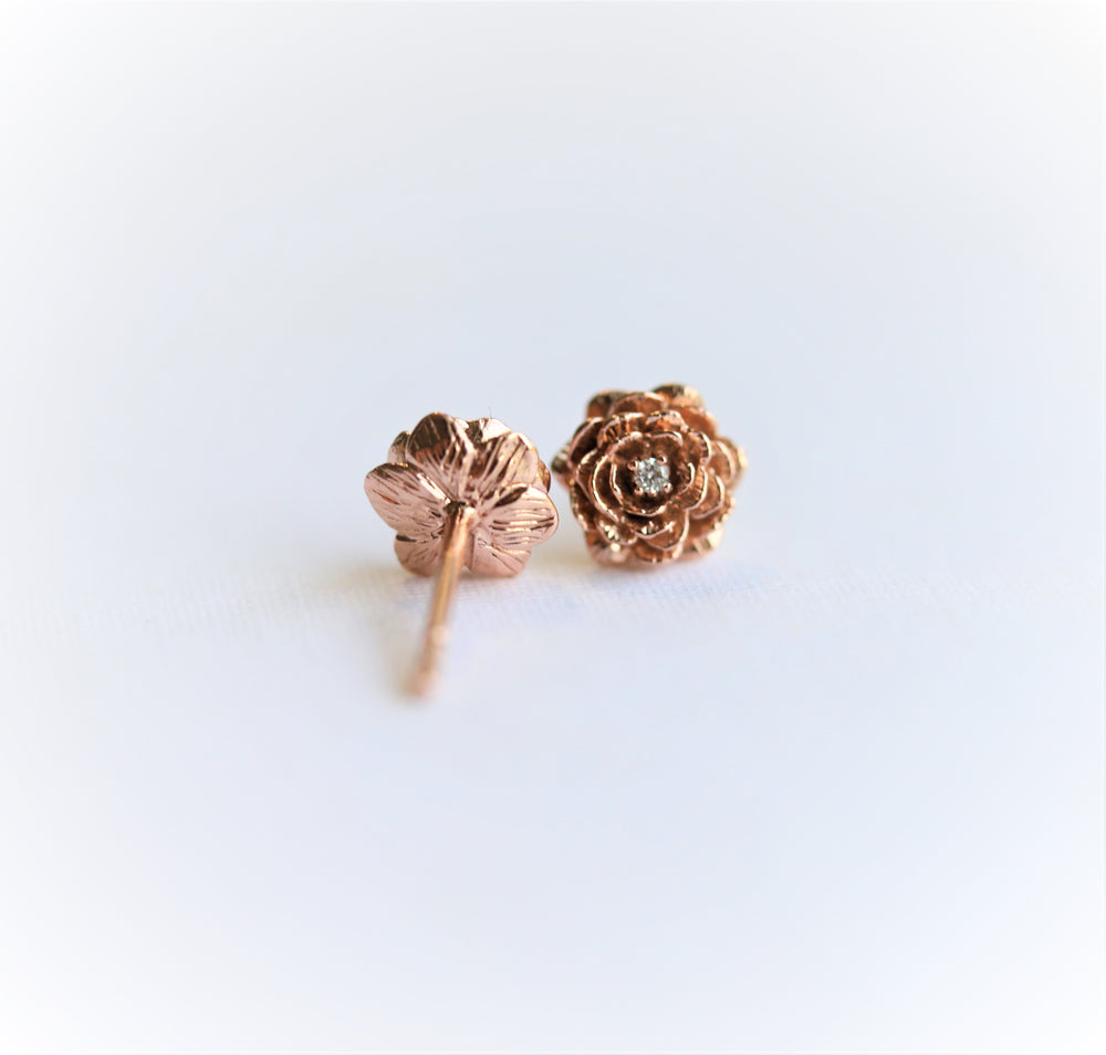 ROSE | 9K and 14K Rose Stud Earrings - Emi Conner Jewelry 
