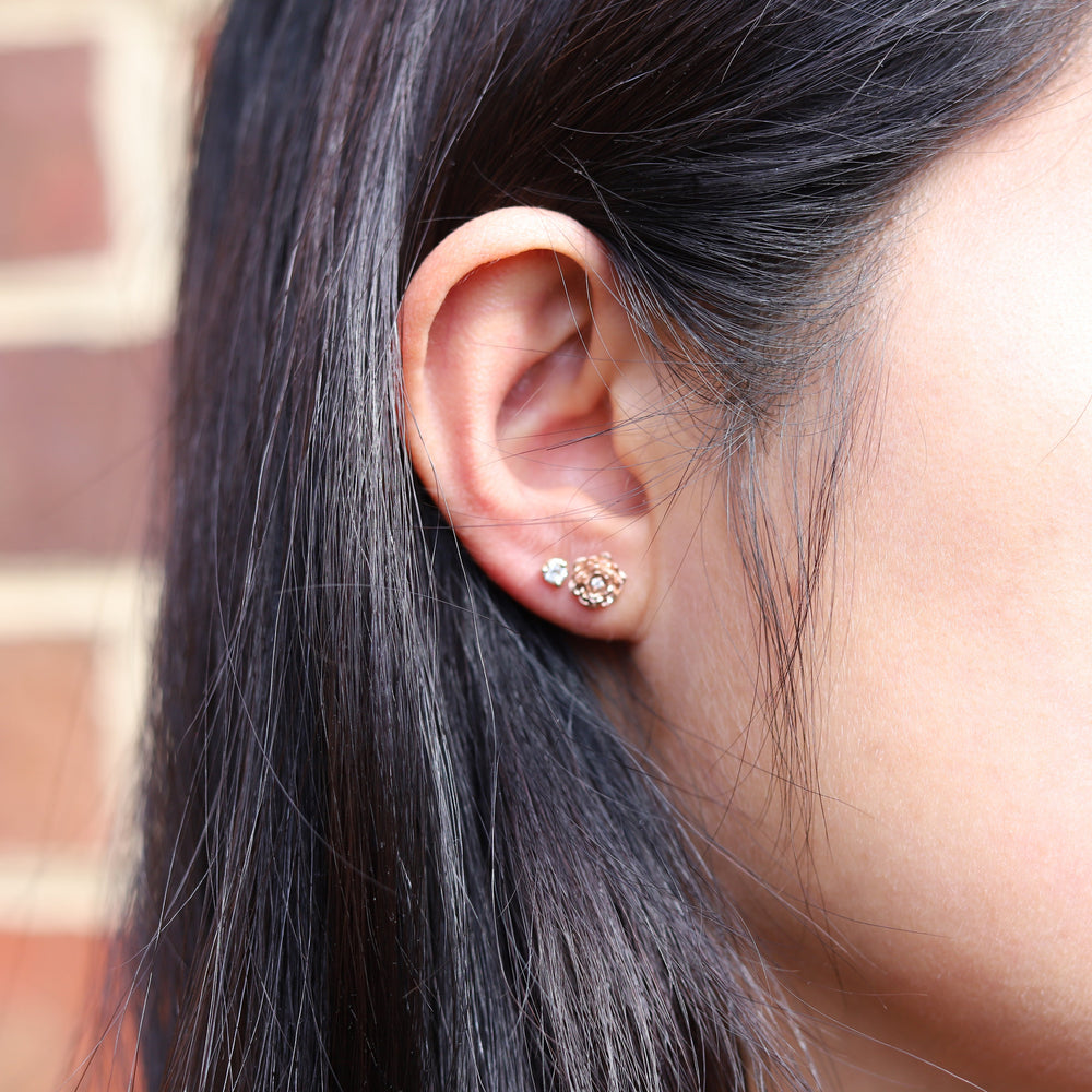 ROSE | 9K and 14K Rose Stud Earrings - Emi Conner Jewelry 