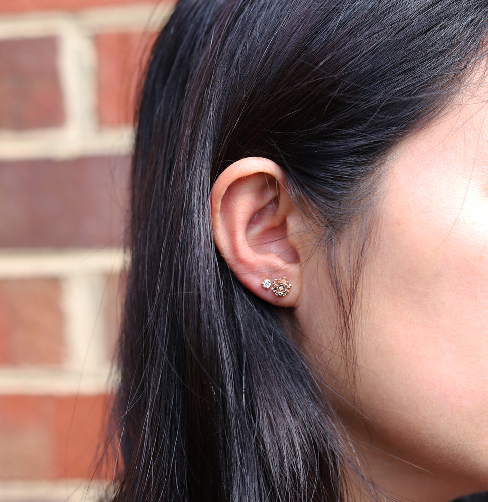 ROSE | 9K and 14K Rose Stud Earrings - Emi Conner Jewelry 