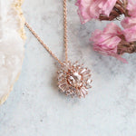 Victoria | Oval Morganite Halo Necklace