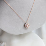 Victoria | Oval Morganite Halo Necklace