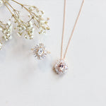 Victoria | Oval Morganite Halo Necklace