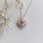 Victoria | Oval Morganite Halo Necklace