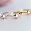 ALVA l 0.7 ct Round Rose Quartz Dainty Solitaire Ring In Smooth and Shiny Finish - Emi Conner Jewelry 