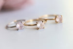 ALVA l 0.7 ct Round Rose Quartz Dainty Solitaire Ring In Smooth and Shiny Finish - Emi Conner Jewelry 