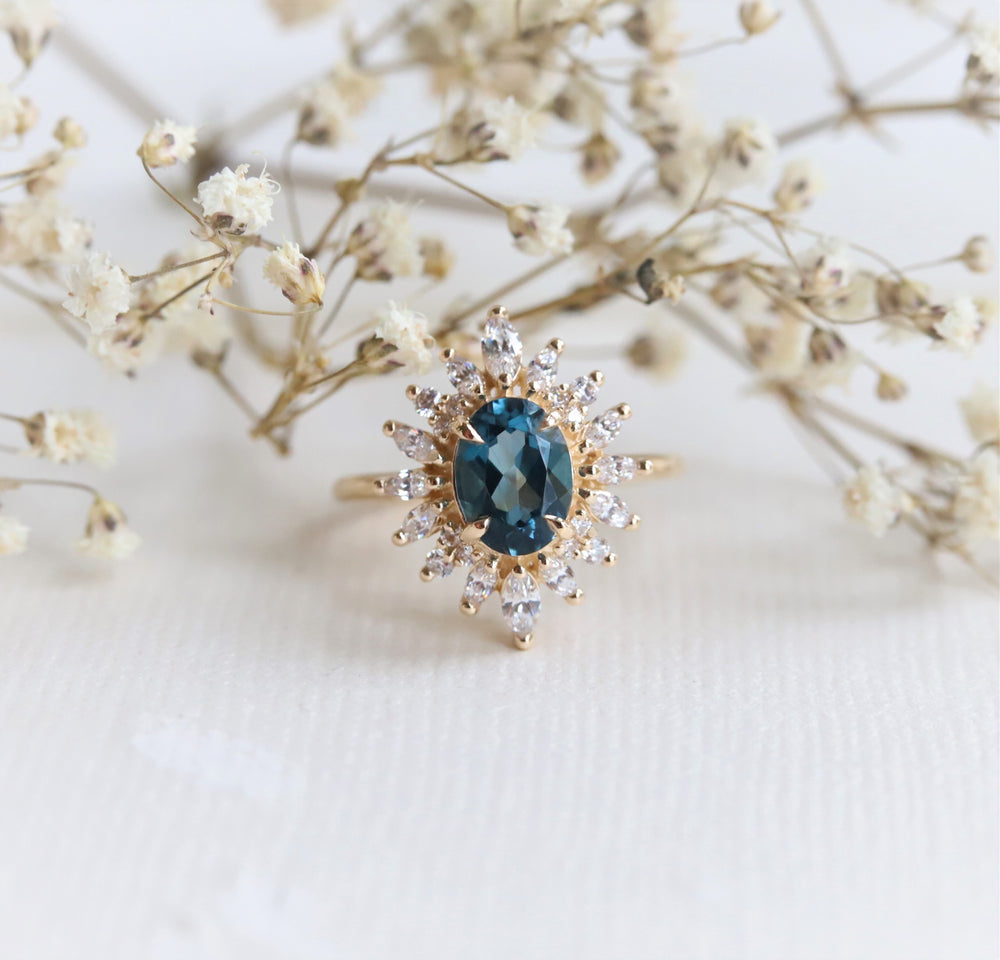 Lana | Oval London Blue Topaz Halo Ring