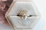 AVA | 8 x 6 mm Oval Moissanite® Dainty Cathedral Solitaire Ring - Emi Conner Jewelry 