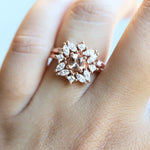 Jasmine No.1 | 14K Morganite & Diamond Fancy Halo Ring - Emi Conner Jewelry 