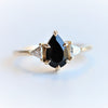 Alexis | Pear Black Onyx & Triangle Moissanite Ring - Emi Conner Jewelry 