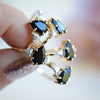 Alexis | Pear Black Onyx & Triangle Moissanite Ring - Emi Conner Jewelry 