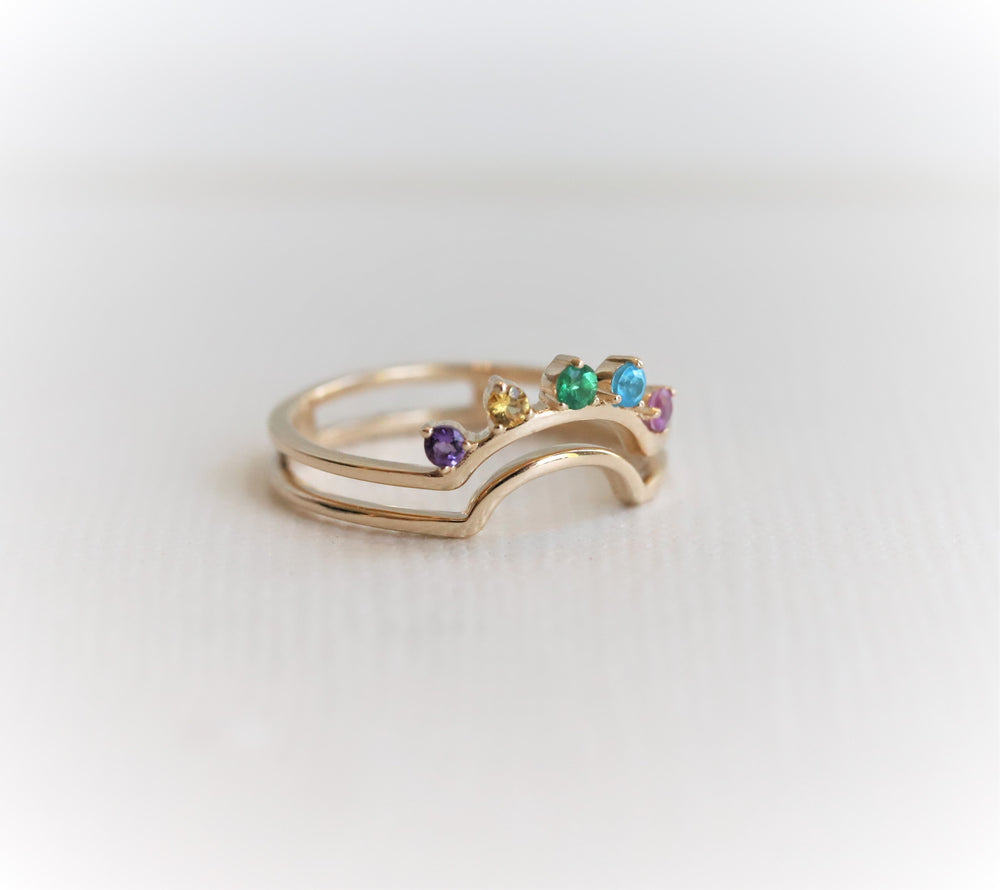 JOY | 5-Stone Double Arch Band in Love Is Love color