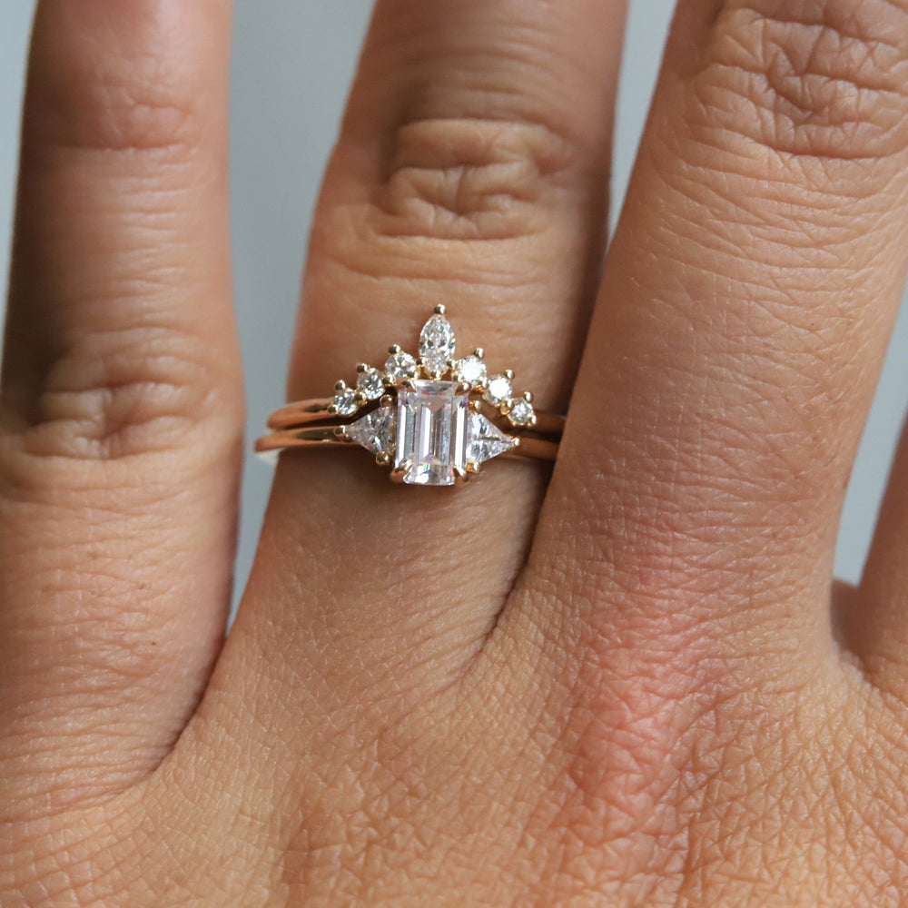 Alexis | Emerald Cut Diamond & Triangle Diamond Ring