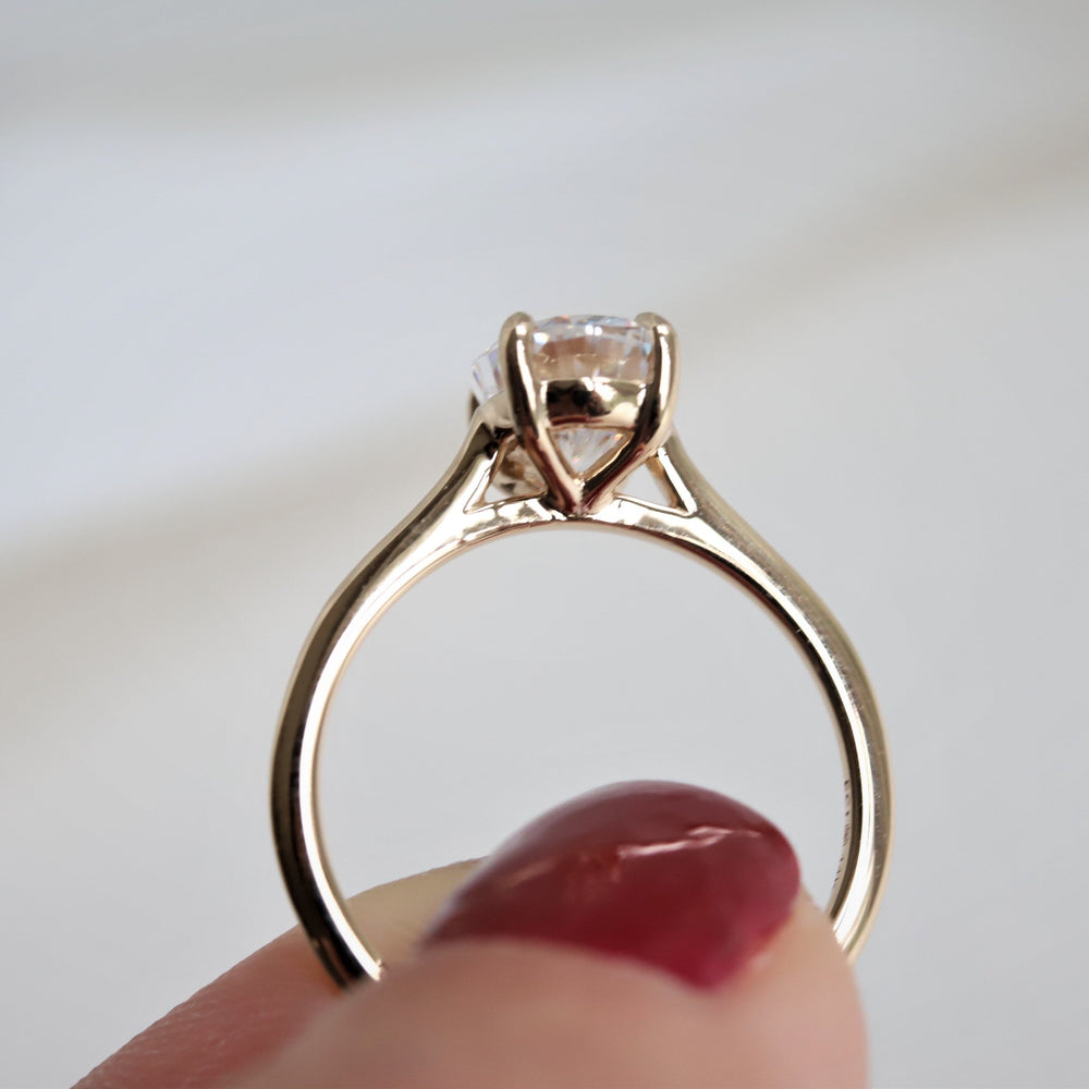 AVA 1.5 ct. Oval Dainty Cathedral Solitaire Ring