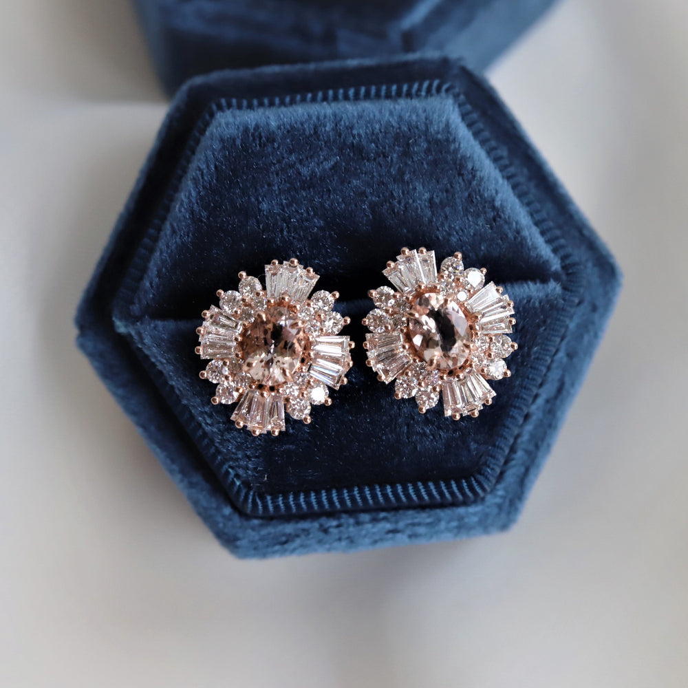 Victoria | 14K Morganite & Diamond Earrings