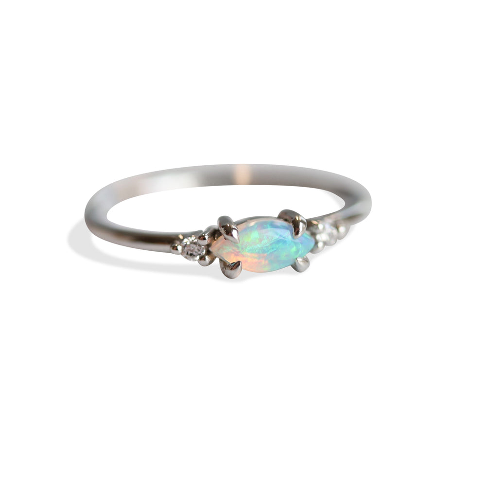 Diana | 14K Marquise Australian Opal and Diamond Ring