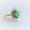 Lana | 14K Oval Emerald & Diamond Fancy Halo Luxury Ring - Emi Conner Jewelry 