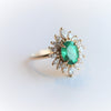 Lana | 14K Oval Emerald & Diamond Fancy Halo Luxury Ring - Emi Conner Jewelry 