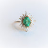 Lana | 14K Oval Emerald & Diamond Fancy Halo Luxury Ring - Emi Conner Jewelry 