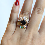 Stella | 14K Oval Black Onyx Hidden Star East West Ring