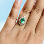 Lana | 14K Oval Emerald & Diamond Fancy Halo Luxury Ring - Emi Conner Jewelry 