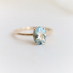 Fleur De Lis | 1 ct. Oval Aquamarine Solitaire Ring