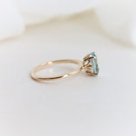 Fleur De Lis | 14K Oval Aquamarine Vintage Inspired Solitaire Ring