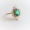 Liana | 14K 1 Carat Oval Emerald & Diamond Fancy Halo Luxury Ring - Emi Conner Jewelry 