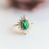 Liana | 14K 1 Carat Oval Emerald & Diamond Fancy Halo Luxury Ring - Emi Conner Jewelry 