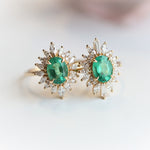 Liana | 14K 1 Carat Oval Emerald & Diamond Fancy Halo Luxury Ring - Emi Conner Jewelry 