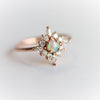 Skylar |  14K Australian Opal and Diamond Snowflake Fancy Halo Ring - Emi Conner Jewelry 