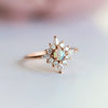 Skylar |  14K Australian Opal and Diamond Snowflake Fancy Halo Ring - Emi Conner Jewelry 