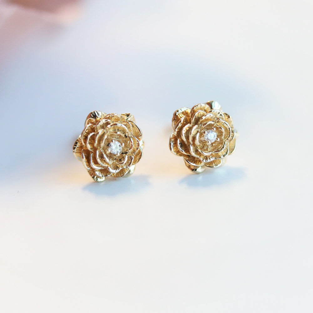 ROSE | 9K and 14K Rose Stud Earrings - Emi Conner Jewelry 