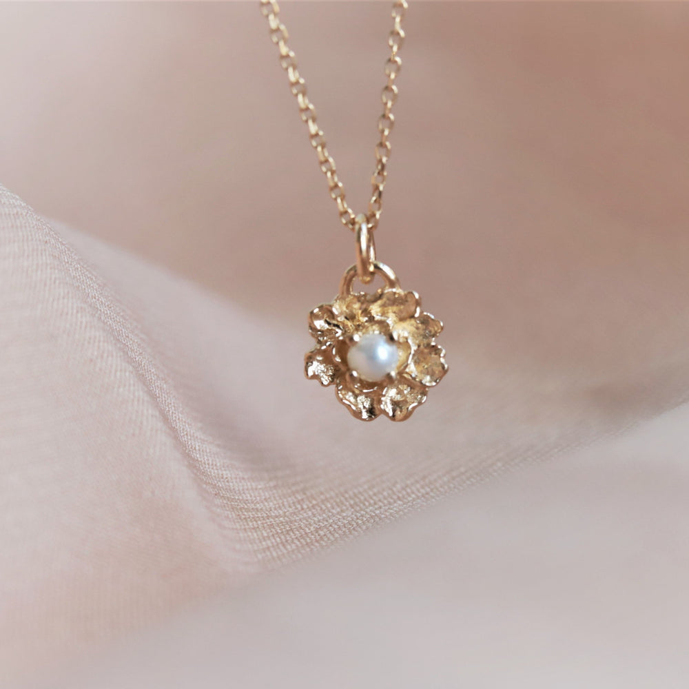 Peony No.2 | 14K Freshwater Pearl & Peony Necklace