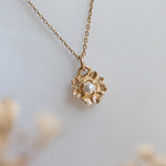 Peony No.2 | 14K Freshwater Pearl & Peony Necklace