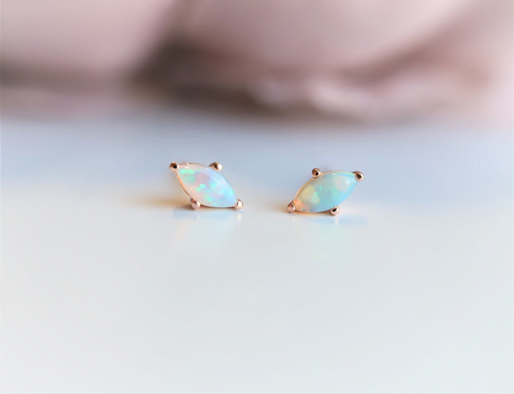 Diana | 14K Marquise Opal Stud Earrings - Emi Conner Jewelry 