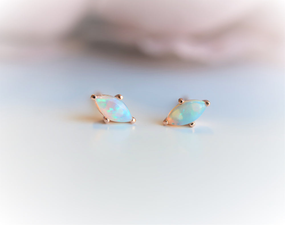 Diana | 14K Marquise Opal Stud Earrings - Emi Conner Jewelry 