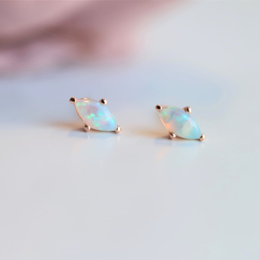 Diana | 14K Marquise Opal Stud Earrings - Emi Conner Jewelry 