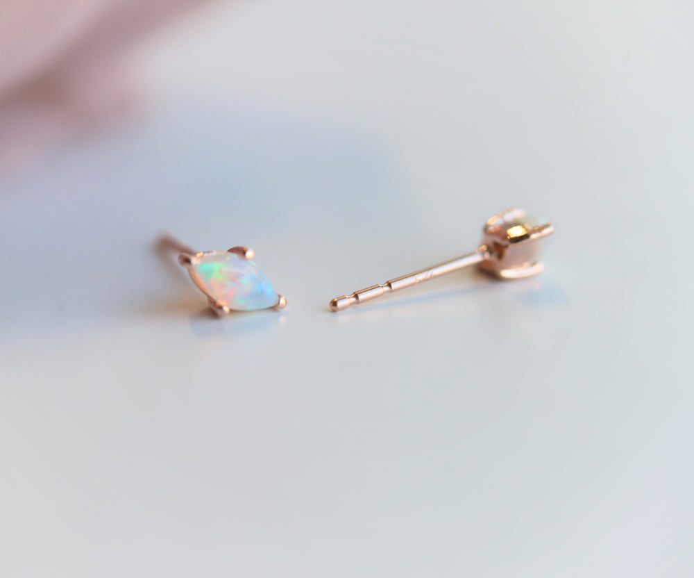 Diana | 14K Marquise Opal Stud Earrings - Emi Conner Jewelry 