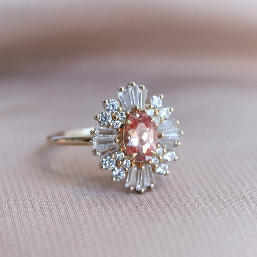 Victoria | Oval Chatham Champagne Sapphire Halo Ring