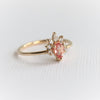 Ophelia | Pear Peach Sapphire Crown Promise Ring